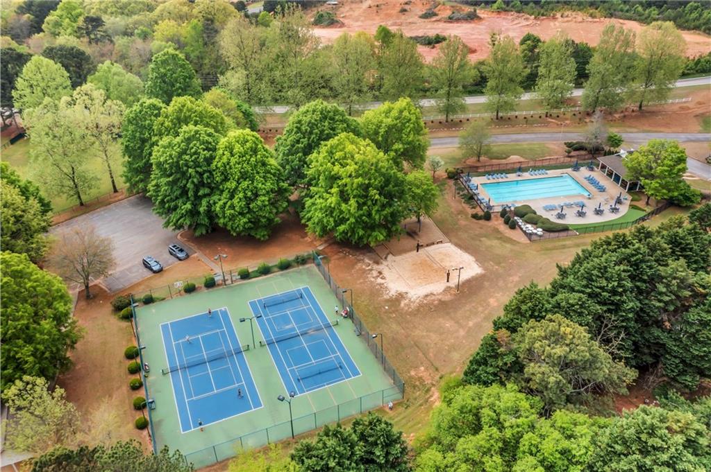 6259 Spring Lake Drive Flowery Branch, GA 30542 - Photo 31 of 35 an aerial view of a house with garden space and lake view