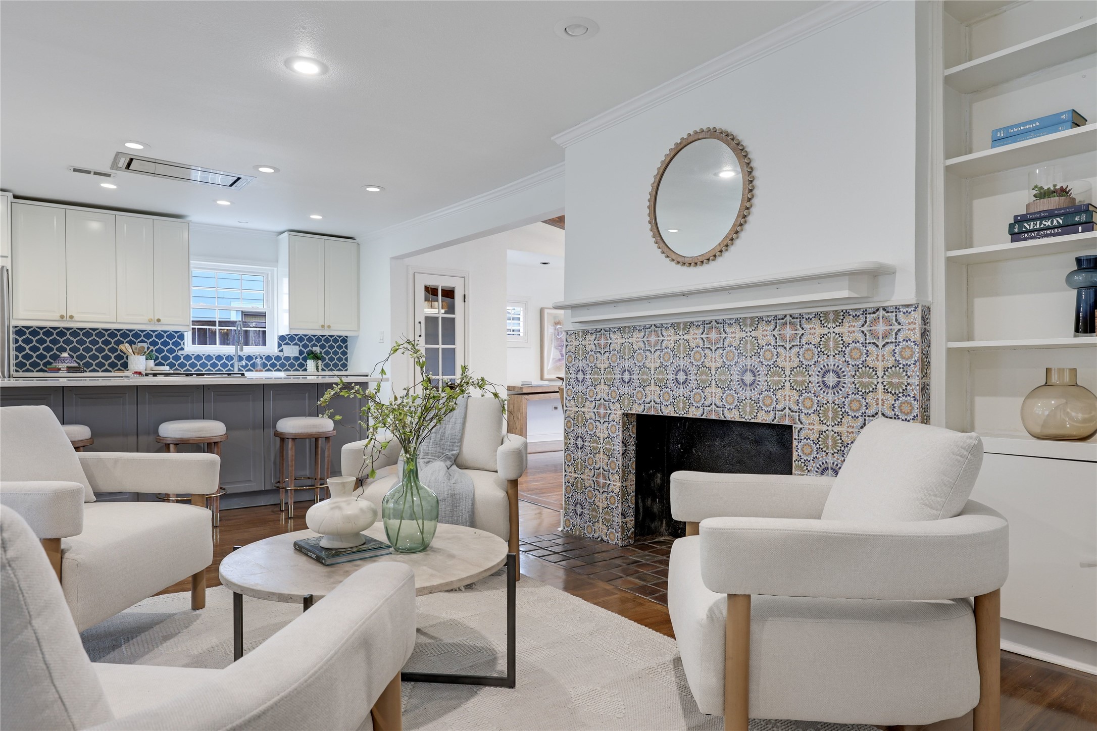 2908 Perry Lane Austin, TX 78731 - Photo 7 of 37 a living room with furniture and a fireplace