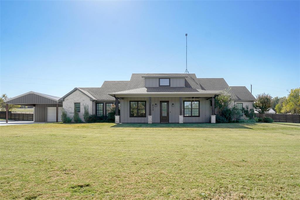 835 County Road 2175 Decatur, TX 76234 - Photo 1 of 1 4-3- 1 oversized garage, 2 car carport, storage..Modern farmhouse style with brick & fiber cement siding, covered porch. Almost 2600 sq. ft..