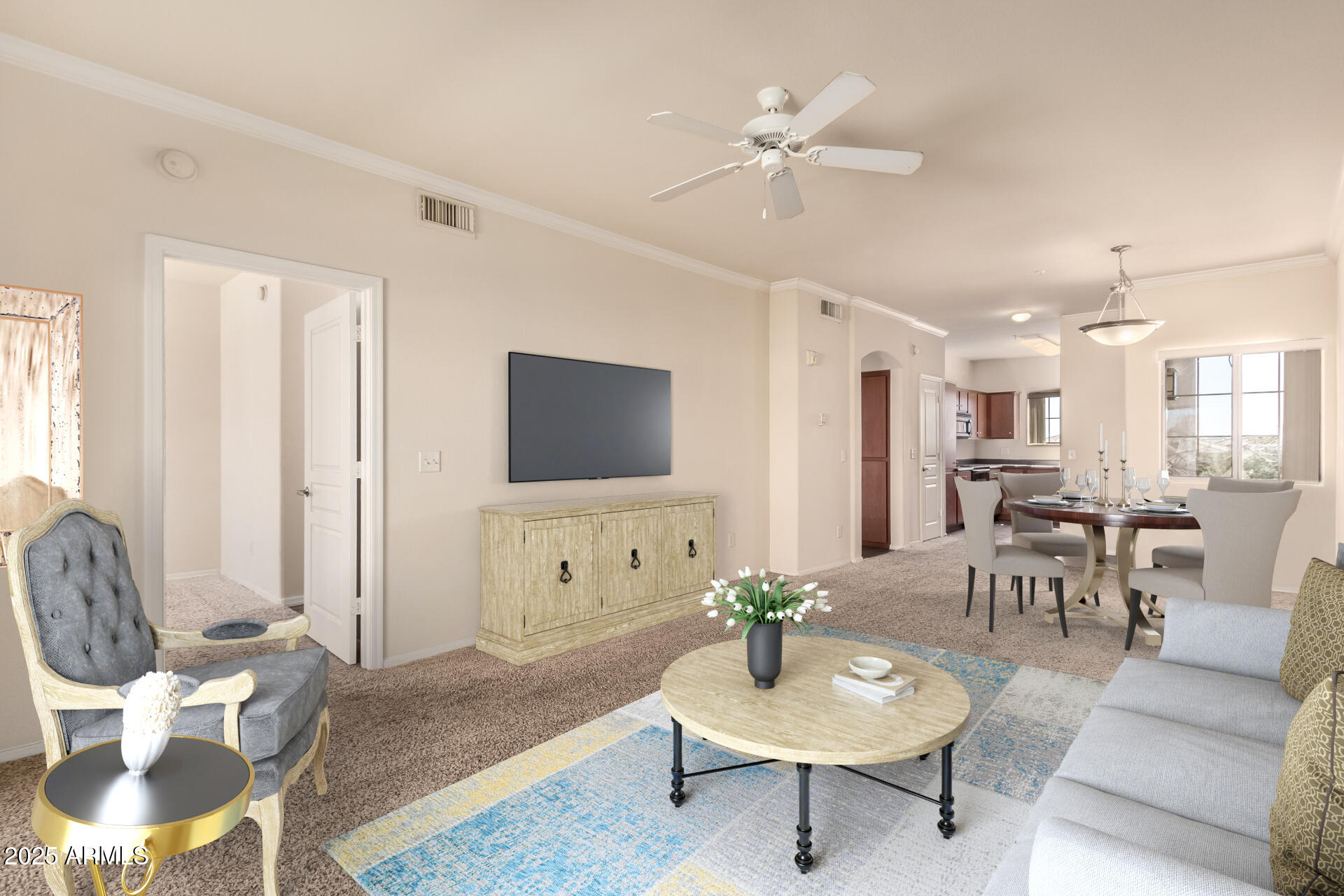 1941 South Pierpont Drive, Unit 2141 Mesa, AZ 85206 - Photo 3 of 29 a living room with furniture and a flat screen tv