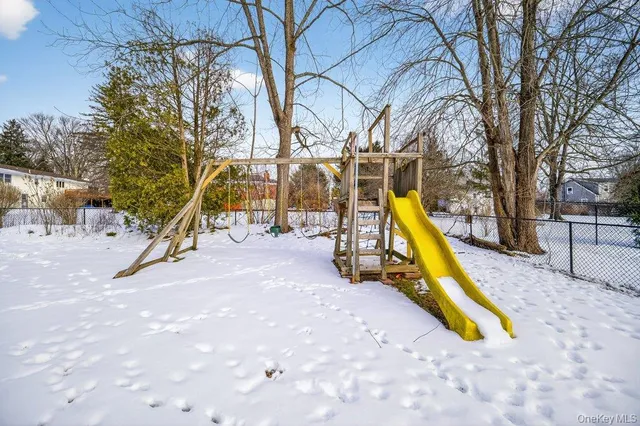 a view of a park with slide
