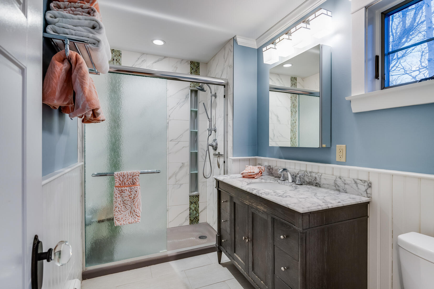 117 Gardiner Road Woods Hole, MA 02543 - Photo 29 of 81 a bathroom with a sink vanity and shower