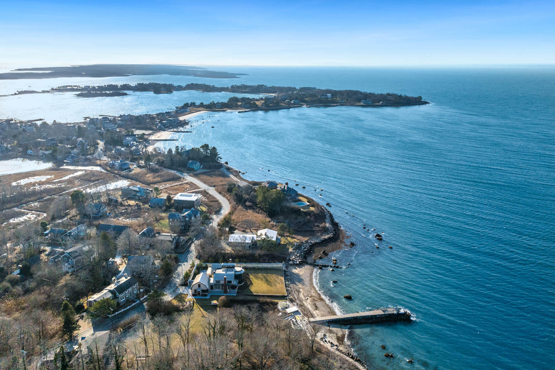 117 Gardiner Road Woods Hole, MA 02543 - Photo 77 of 81 an aerial view of ocean beach and residential houses with outdoor space