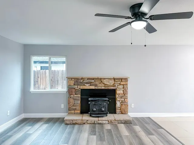 a view of a room with a window