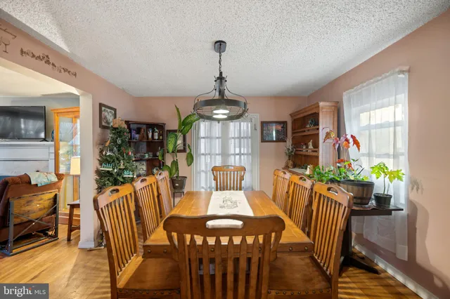 a view of a dining room with furniture window and flowerpot