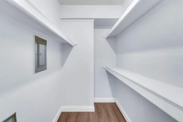 a view of entryway with wooden floor