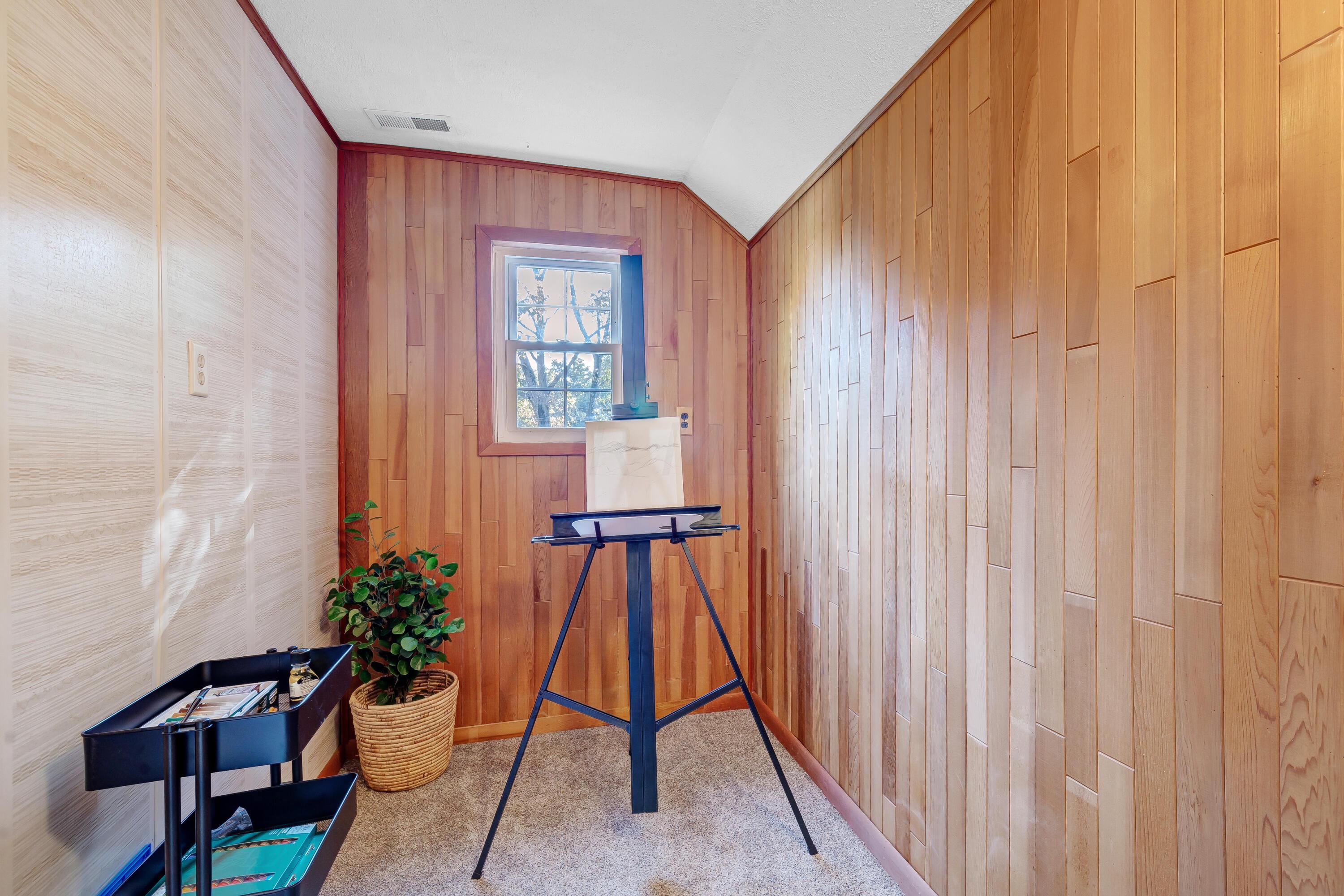 6681 Harlem Road Westerville, OH 43082 - Photo 38 of 78 • New tan carpet ~ 2022 • Papered & panelled walls • Wall light