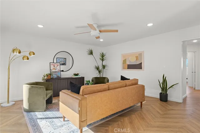 a living room with furniture