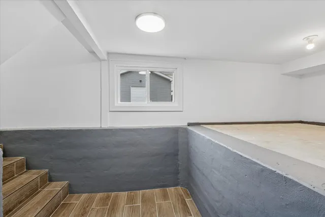 a bathroom with a bathtub