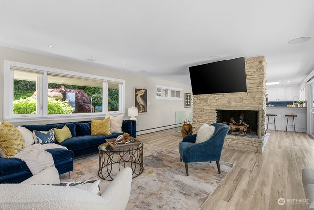 a view of balcony with wooden floor
