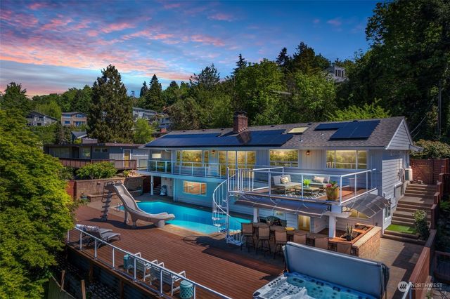 a porch with seating space