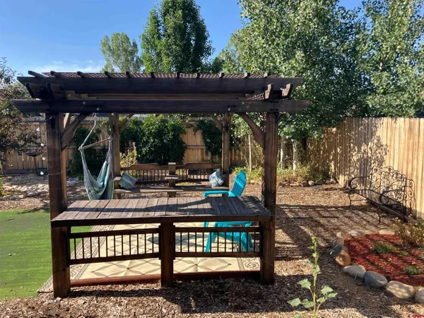 a view of outdoor space with seating area