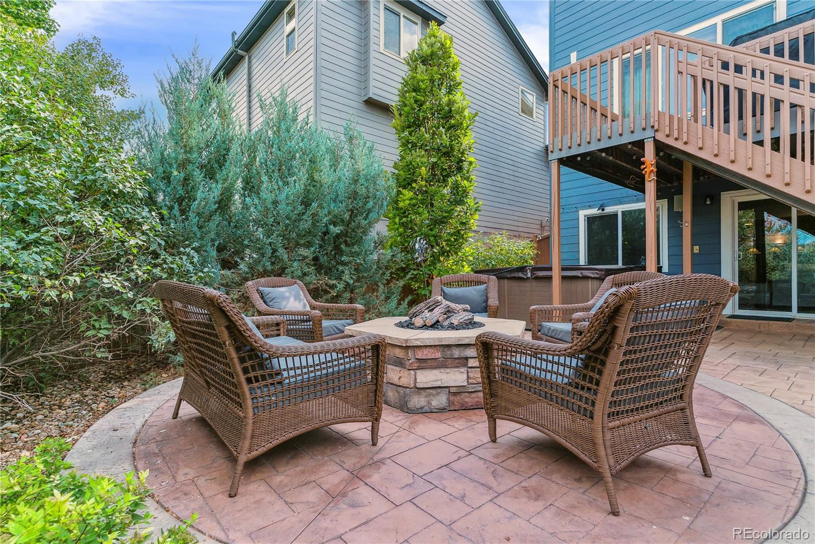 3477 Softwind Point Castle Rock, CO 80108 - Photo 46 of 50 a view of a patio with a chairs and table in a patio