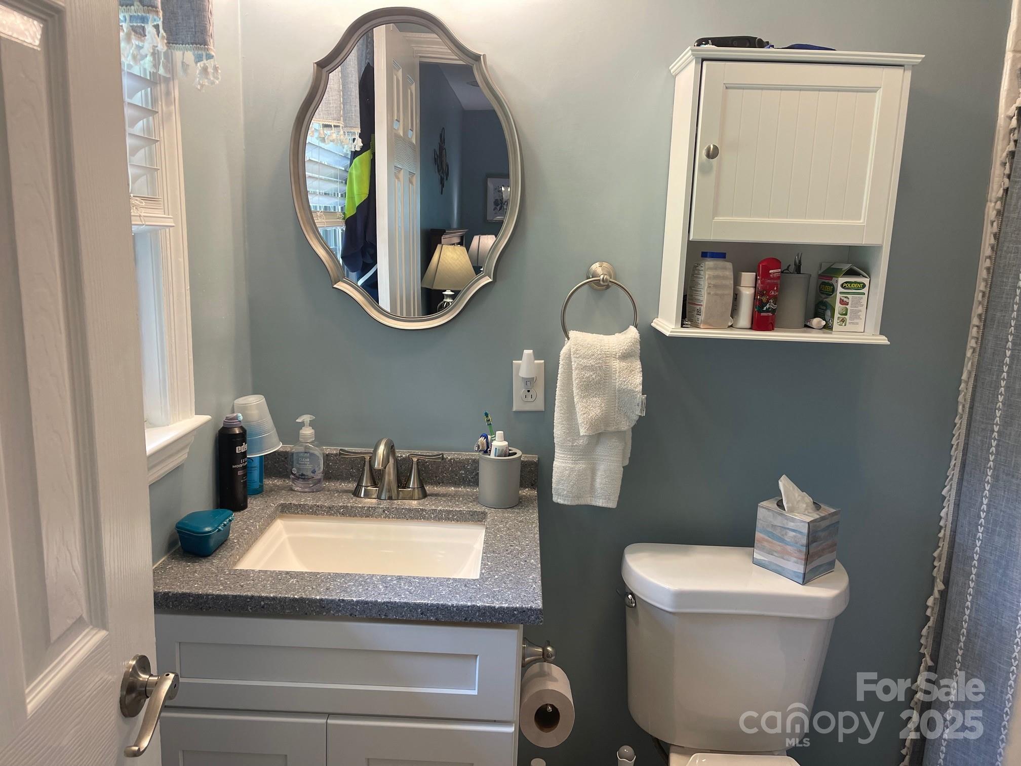 107 Calhoun Drive Cheraw, SC 29520 - Photo 13 of 16 a bathroom with a toilet a sink and a mirror