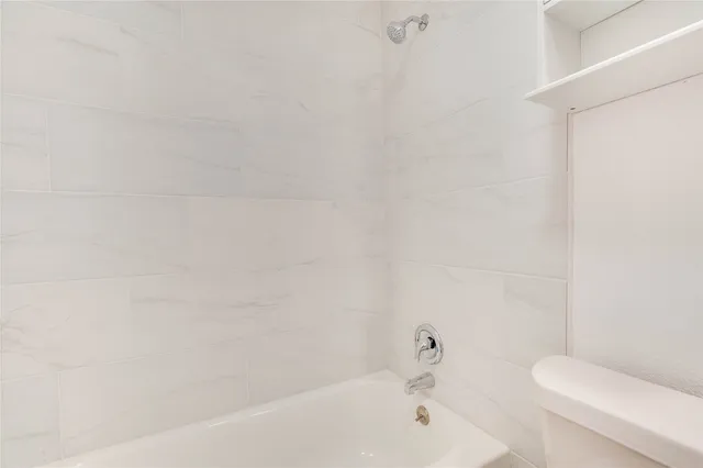 a bathroom with a toilet and a bathtub