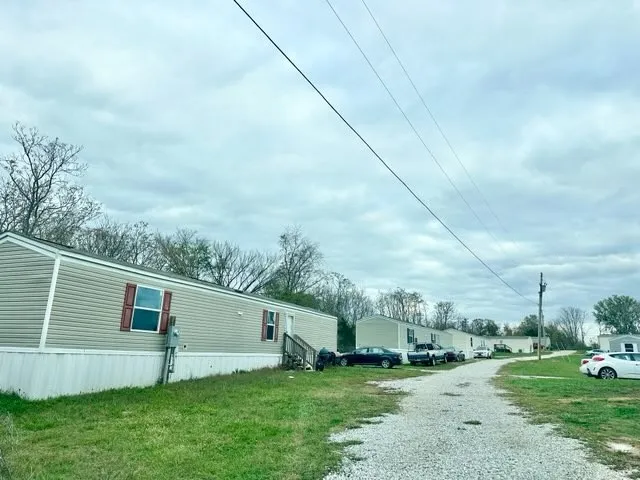 a view of a backyard with plants and a garden