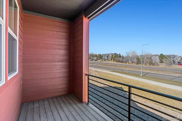 a view of a balcony from a window