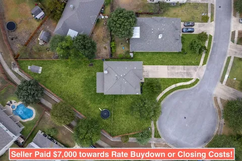 an aerial view of a house