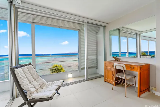 a view of ocean from a balcony