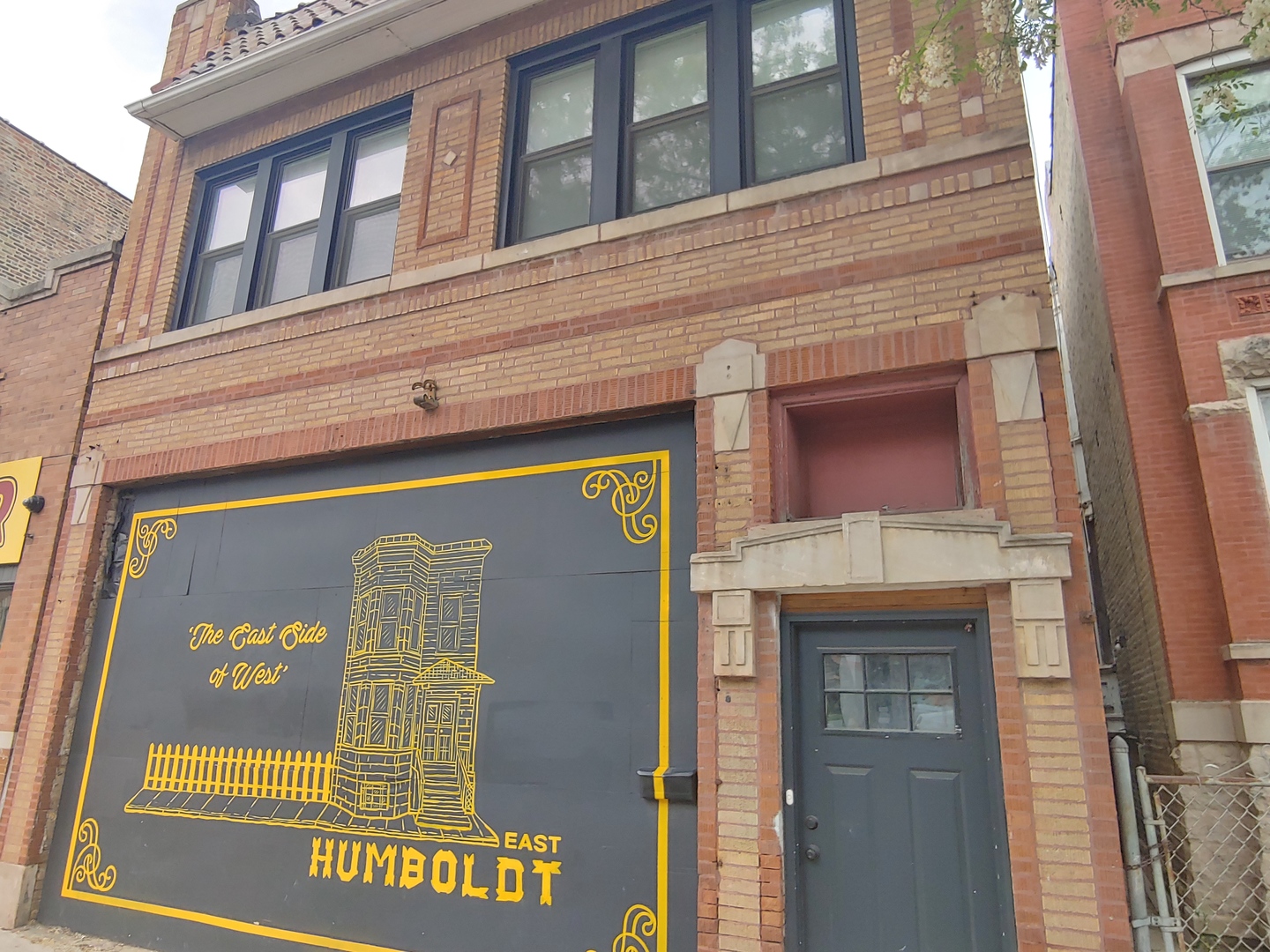 a front view of a building