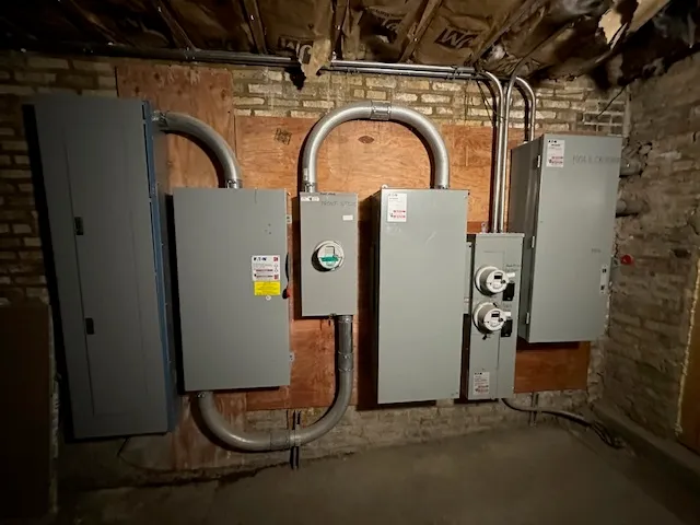 a view of a fireplace