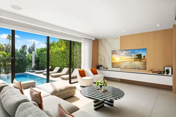 a living room with furniture and a flat screen tv