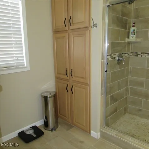 a bathroom with a bathtub