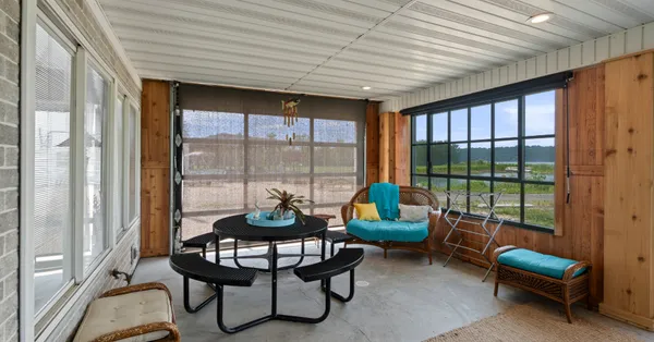 a living room filled with furniture