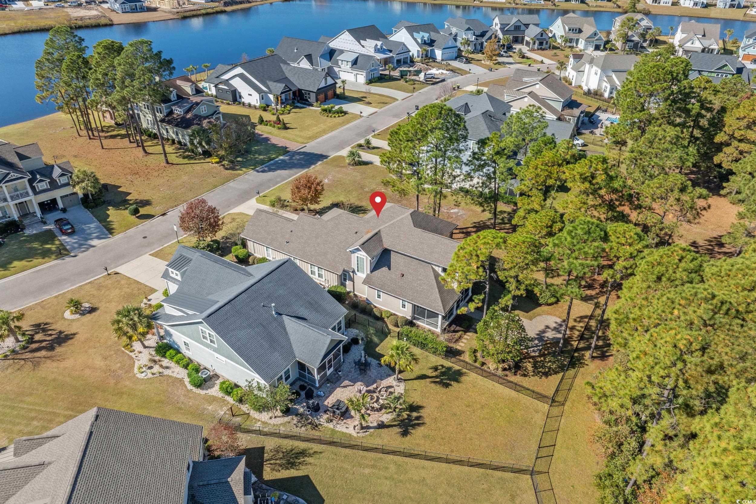 496 Starlit Way Myrtle Beach, SC 29579 - Photo 3 of 40 Aerial view of residential area featuring a nearby body of water
