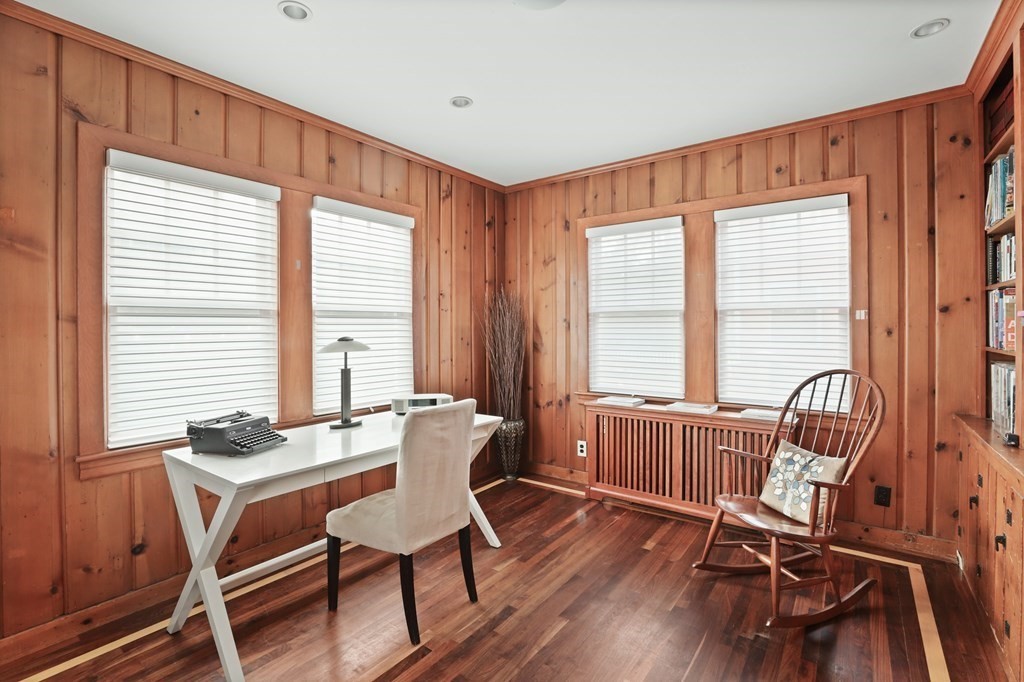 72 Salisbury Road Brookline, MA 02445 - Photo 19 of 40 a view of a dining room with furniture and windows