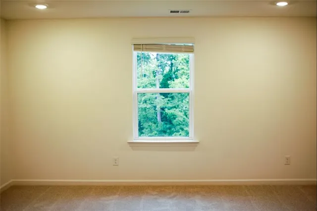 a view of a small space with a window