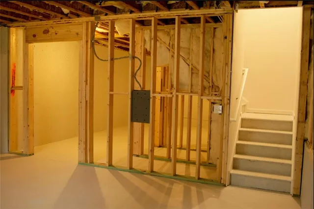 a view of a balcony with wooden floor