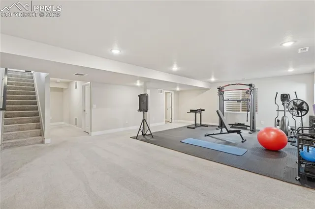 a room with gym equipment