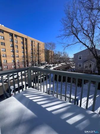 a city view with tall buildings