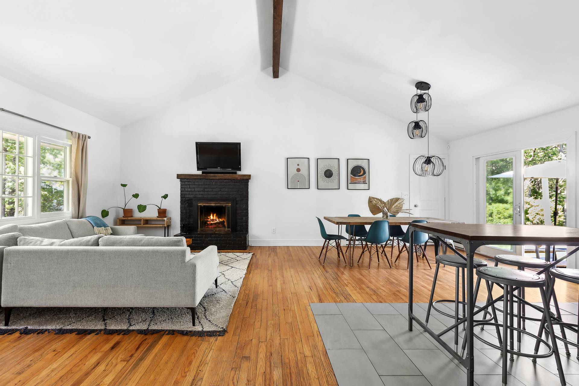 26 Whooping Hollow Road East Hampton, NY 11937 - Photo 4 of 18 a living room with furniture and a fireplace