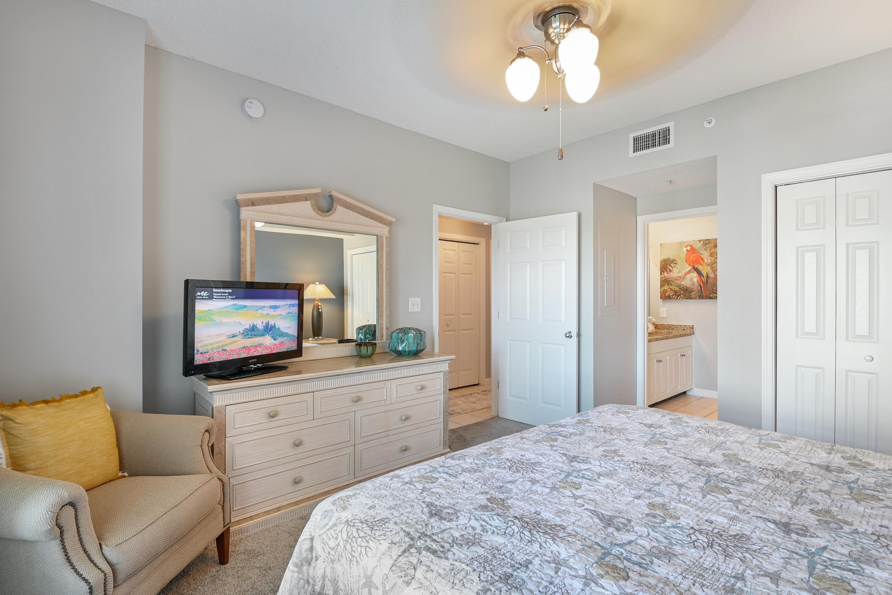 1160 Scenic Gulf Drive, Unit 612A Miramar Beach, FL 32550 - Photo 19 of 31 a bedroom with a bed and a flat screen tv