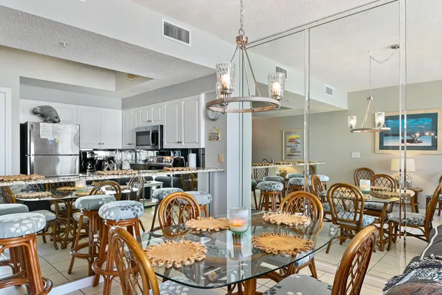a view of a dining room and livingroom view