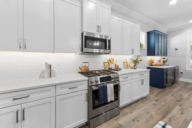 a workspace with furniture and a window