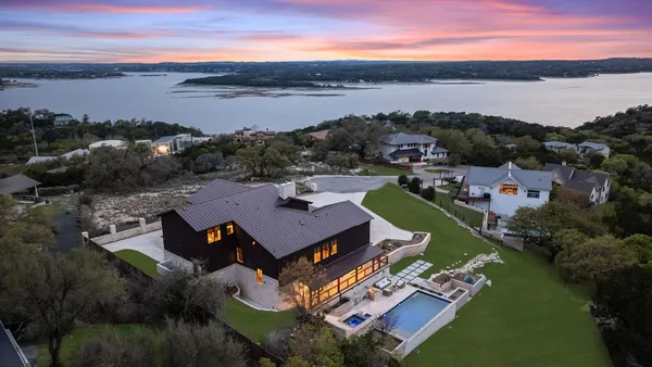 a view of a swimming pool and mountain