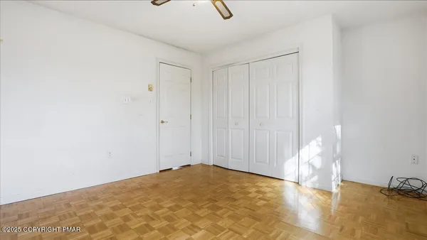 a view of a yard with large trees