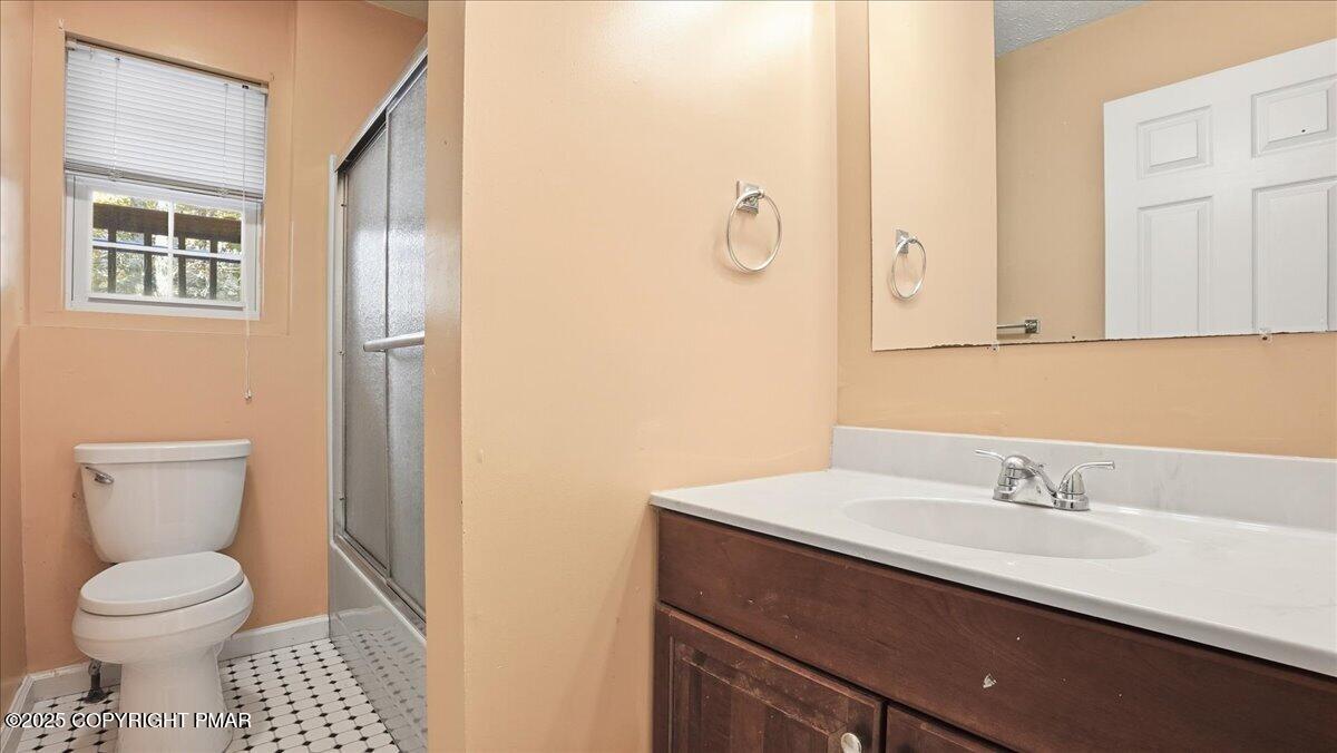 349 Bumble Bee Pass Cresco, PA 18326 - Photo 48 of 109 a bathroom with a sink a toilet and a mirror