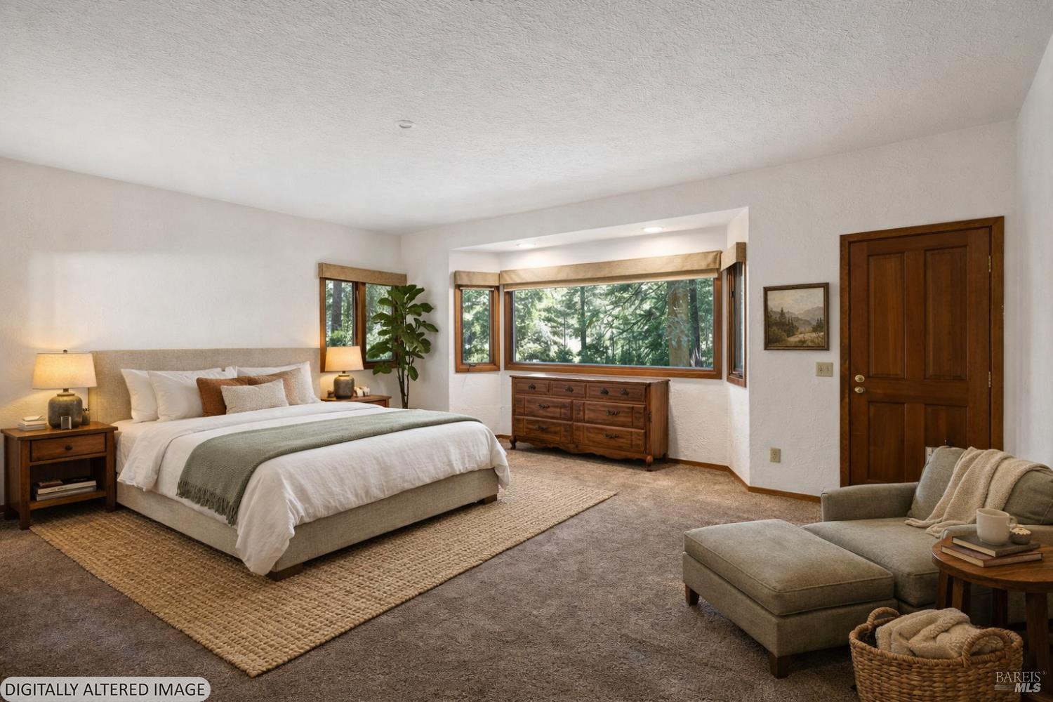 11910 Graton Road Sebastopol, CA 95472 - Photo 38 of 81 a spacious bedroom with a bed and glass window