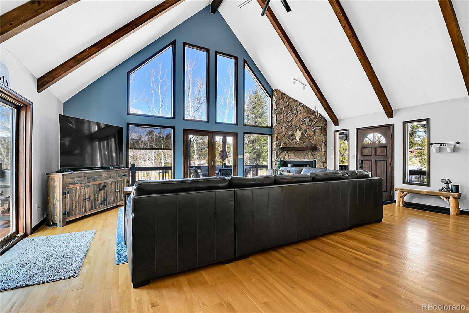 1567 Tapadero Road Bailey, CO 80421 - Photo 2 of 26 a living room with furniture and a flat screen tv