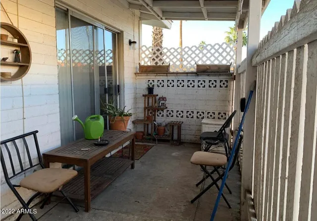a outdoor living space with furniture