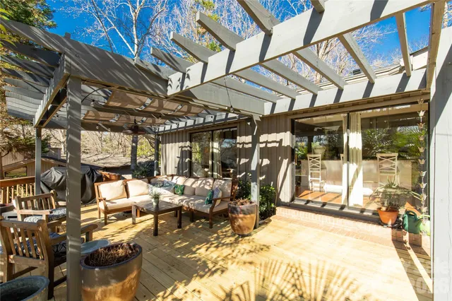 a view of a chairs and tables in patio