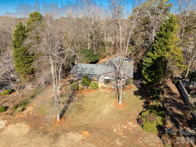 a view of a yard with trees