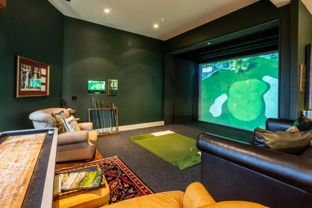 a room with furniture and a large window