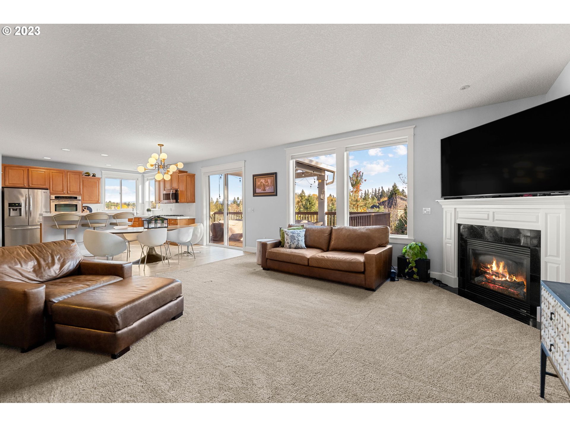 1913 South 15th Circle Ridgefield, WA 98642 - Photo 5 of 33 a living room with furniture a flat screen tv and a fireplace