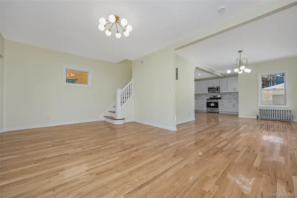 a view of a livingroom with a chandelier