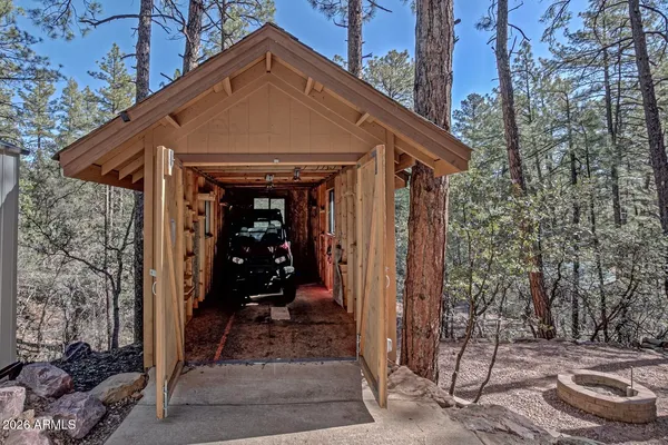 a top view of a house with a yard